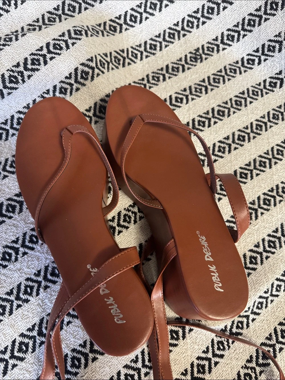 Public Desire Brown Wrap Platform Sandals